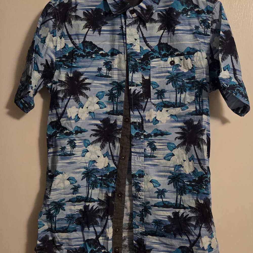 Tropical Print Casual Button Down Shirt